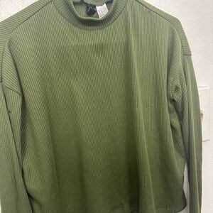H&M Green Ribbed Knit Top
